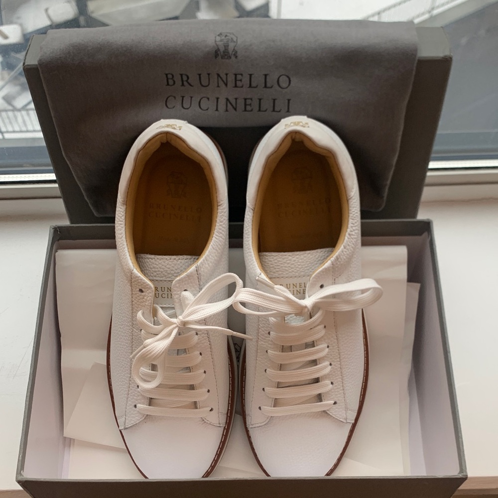 Brunello Cucinelli White Leather Sneakers - Picture 2 of 9
